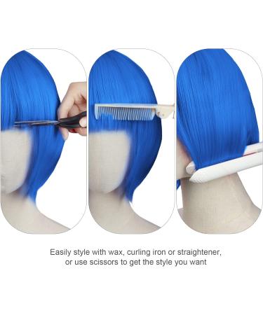 AOMIG Short Bob Wig for Women 4 Pack Short Blue Bob Wigs Set with Sunglass and Wig Cap Neon Fancy Dress Accessory Cosplay Wig with Bangs Synthetic Straight Wig for Daily Halloween Party Cosplay - Buy Online on GoSupps.com