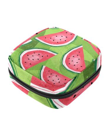 Menstruation pad bag with zipper women's napkin bag tampons collecting bags for women and girls (abstract summer fruits watermelon patterns)