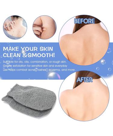 Sibba 2 Pairs Exfoliating Gloves - Body Scrubber for Dirt and Dead Skin Removal - Shower Bath Exfoliator for Tan Removal & Keratosis Pilaris - Grey - Buy Online on GoSupps.com