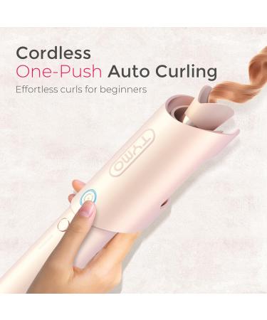 Cordless Automatic Curling Iron - TYMO CURLGO 1 Inch Rotating Wand | Anti-Scald Tangle-Free Portable Rechargeable Dual Voltage for 14 -22 Hair - Gold Blush - Buy Online on GoSupps.com