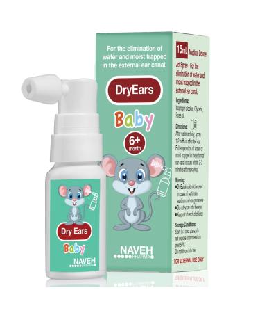 NAVEH PHARMA Dry Ears Baby - Swimmers Ear Drops Spray - Ear Drying Drops for Babies Swimmers, Remove Water Trapped in Ears and Prevent Pain, Infection, and Hearing Loss (0.5 Fl Oz