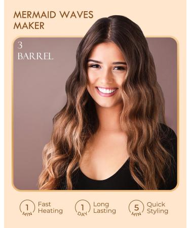 Hair Waver 3 Barrel Curling Iron | Ceramic Tourmaline Hair Crimper with Digital Display & Dual Voltage - International Shipping Available - Buy Online on GoSupps.com