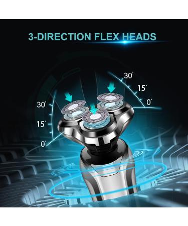 Rotary Shaver for Men Electric Razor Dry Wet Waterproof Rotary Men's Face Shaver Razors Cordless USB Rechargeable for Men Shavers Gift for Husband Father (Silver+3 Replacement Blades) - Buy Online on GoSupps.com