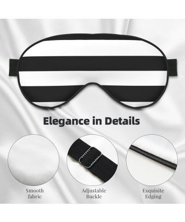 Adjustable Black & White Stripes Light Blocking Eye Mask for Sleep Travel & Yoga - Soft Comfort - Buy Online on GoSupps.com