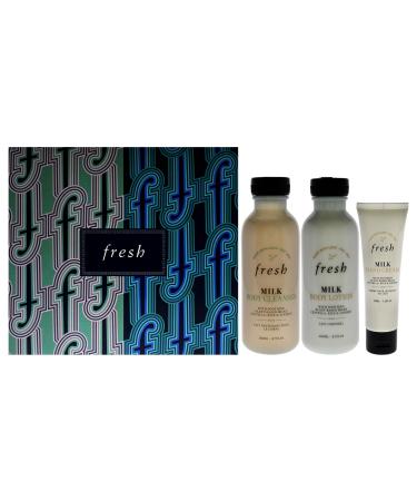 Fresh Milk Body Care Kit for Women - 3 Pc 8.7oz Milk Body Wash 8.7oz Milk Body Lotion 1.6oz Milk Intensive Hand Cream