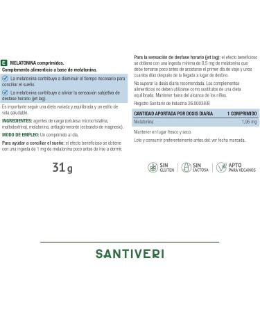 SANTIVERI Melatonin tablets / 60 tablets of 2 g melatonin - Buy Online on GoSupps.com