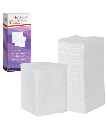 HEALQU Gauze Pads - Bag of 200 4x4" Gauze Pads - 4-Ply, Non-Woven Surgical Sponges - Super Absorbent Medical Gauze Sponges for Wound Dressing, Debridement, Cleaning, Prepping 4x4" Bag of 200