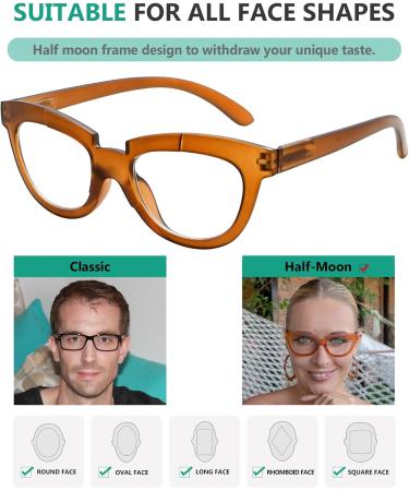 Eyekepper Stylish Half Moon Reading Glasses for Women - Brown +1.25 Diopters | International Shipping - Buy Online on GoSupps.com