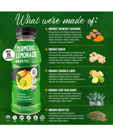 Organic Golden Tiger Turmeric Lemonade with Green Tea - Inflammation Relief & Immunity Support - 12 Bottles - Buy Online on GoSupps.com