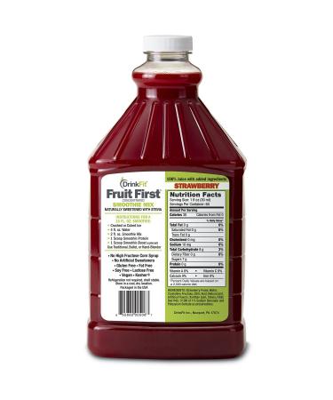 DrinkFit Strawberry Fruit Smoothie Mix | 64 Fl Oz Concentrated Real Fruit Puree | Gluten-Free, Lactose-Free, Vegan, Kosher | Bottle Only - Buy Online on GoSupps.com