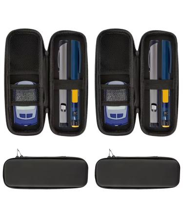 Chengyououm Insulin Pen cooling bag diabetic medication bag isolated medication bag aircraft cool diabetes medication cool box for syringes for diabetic accessories (black-2 pieces)