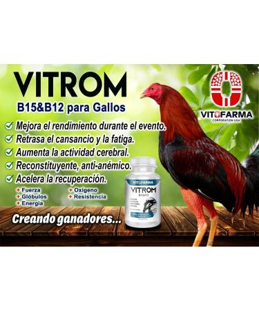 VITROM B15&B12 100 Tabletas - Suplemento de Vitamina B15&B12 para Gallos - Buy Online on GoSupps.com