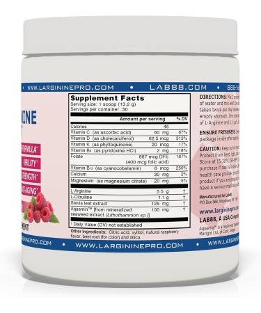 L-ARGININE PRO 2-Pack Raspberry Jar and 30 Single Serve Packets Great Tasting! | Blood Flow | Pre-Workout Drink | with Vitamins C B6 B12 K & More - Buy Online on GoSupps.com