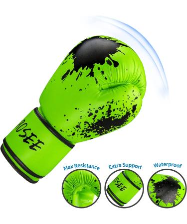 Kids Boxing Gloves 8oz Green - Youth Boys and Girls Training Sparring Gloves for Punching Bag - Kickboxing, Muay Thai, MMA, UFC - Age 6-15 Years - 80-105 lbs - Buy Online on GoSupps.com