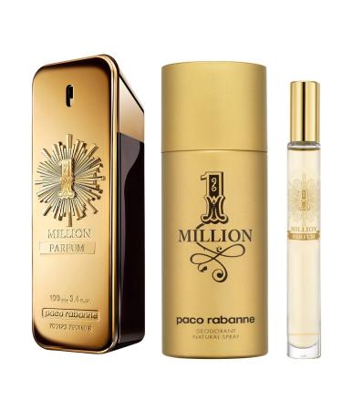 Paco One Million Parfum 3 Pcs Set: 3.4 Sp (Metal Box)