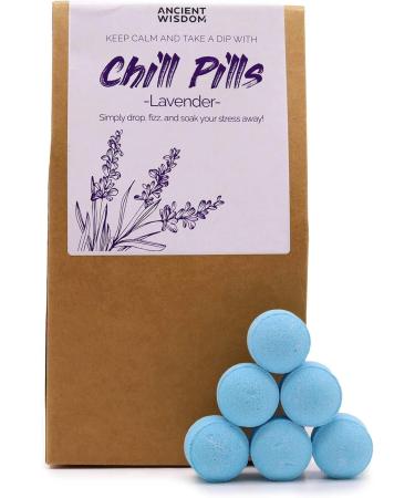 Ancient Wisdom Lavender Bliss Chill Pills Gift Set 350g - Handmade Vegan Bath Bombs for Relaxation and Stress Relief Made in England Packaging - Buy Online on GoSupps.com