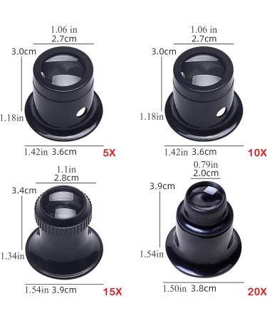 Portable Jewelers Loupe Monocular Magnifier Set - 5X 10X 15X 20X Magnifying Glass for Jewelry Repair & Experimental Tools - Buy Online on GoSupps.com