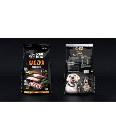 JOHN DOG Dry Dog Food Duck with Rabbit - Food for Adult Dogs and Small Breeds - Grain Free and Premium Quality - 3 kg - Buy Online on GoSupps.com