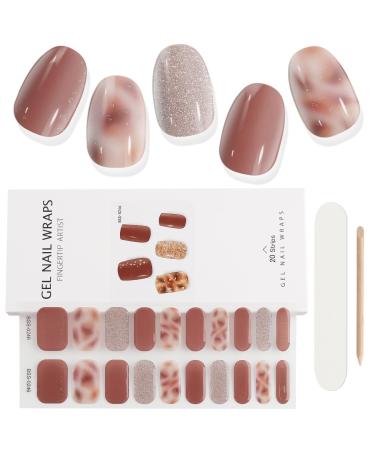 EBANKU 20 PCS Gel Nail Strips Nail Gel Polish Strips Full Wraps Adhesive Gel Nail Stickers with Nail File and Stick(UV/LED Lamp Required) (7)