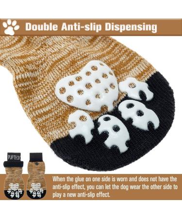Pupeck Double-Sided Anti-Slip Dog Socks - 2 Pairs with Adjustable Straps for Summer Paw Protection & Traction Control on Hardwood Floors - Small Khaki - Buy Online on GoSupps.com