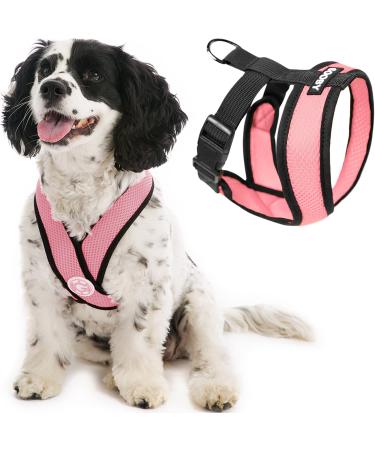 Gooby Comfort X Head in Harness - No Pull Small Dog Harness with Patented Choke-Free X Frame - Perfect on The Go Dog Harness for Medium Dogs No Pull or Small Dogs for Indoor and Outdoor Use Medium Chest (14.25-18.75" Pink