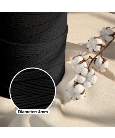 ZUEXT 4mm x 500m Black Macrame Cotton Cord - Handmade Braided Rope for Wall Hanging, Weaving, Tapestry - Craft DIY Supplies - Buy Online on GoSupps.com