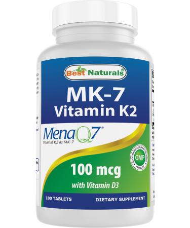 Best Naturals Vitamin K2 (MK7) with D3 Supplement Bone and Heart Health (5000 IU Vitamin D3 & 100 mcg Vitamin K2 MK7) 180 Tablets