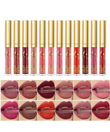 Sexy 12 colors lip gloss set velvety liquid lipstick durable waterproof moisturizing cosmetic lipsticks Professional matt naked liquid lipstick gift set