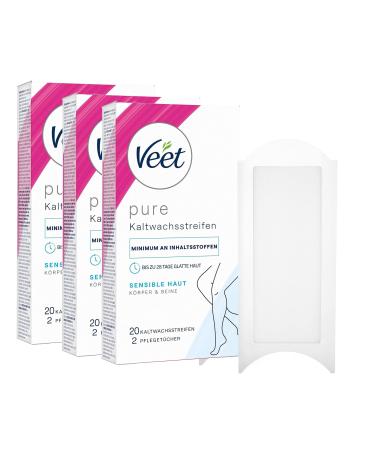 Cold wax strips 3 -pack legs and body for sensitive skin for simple hair removal even with very short hair veet cold wax strips sensitive skin 3x20 pieces