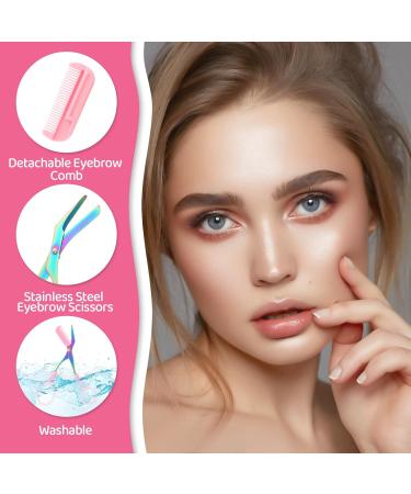 Professional Eyebrow Trimmer Scissors with Comb Stainless Steel Hair Removal Tool for Men & Women (Pink) | Portable Beauty Accessory - Buy Online on GoSupps.com