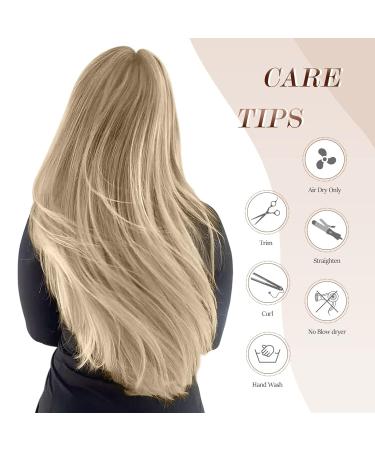 FESHFE Clip In Hair Extensions - 4PCs 50cm Dark Ash Blonde & Bleached Blonde Synthetic Long Hair for Women - Buy Online on GoSupps.com