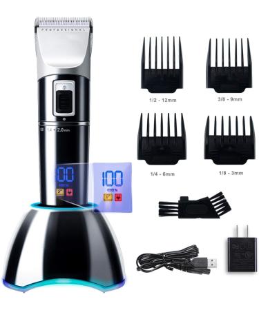 KouRy Cordless Hair Clippers Kit - LED Display USB Rechargeable Grooming Trimmer for Men Fathers & Kids - Professional Haircut Set - Buy Online on GoSupps.com