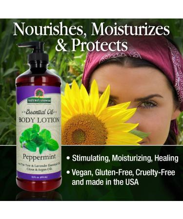 Nature's Answer Peppermint Body Lotion - 16 Oz, Vegan, Alcohol-Free & Cruelty-Free - Buy Online on GoSupps.com