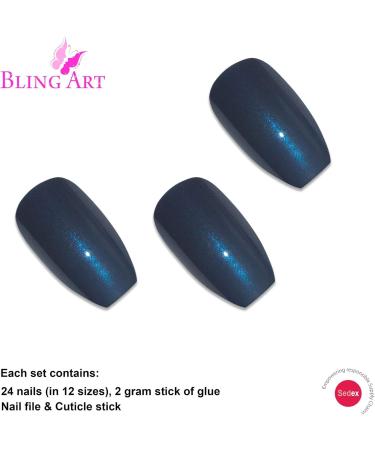 Bling Art Ballerina False Nails Fake Coffin Glitter Grey Acrylic Long Tips Glue - Buy Online on GoSupps.com