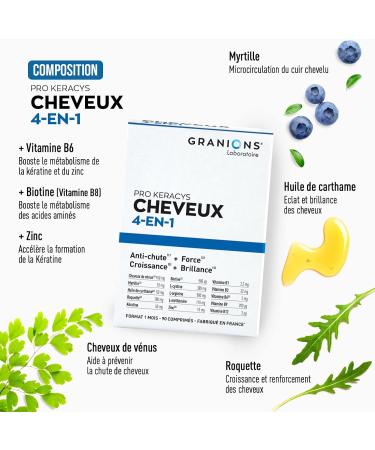 GRANIONS Pro Keracys 4-in-1 Anti-Hair Loss + Strength + Growth + Shine 3 Months Size: 2 x 90 Capsules + 90 Capsules Free Made in France - Buy Online on GoSupps.com