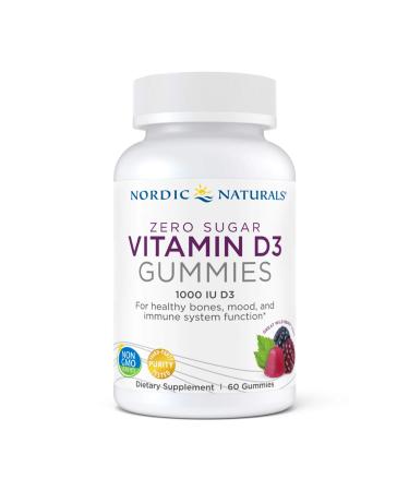 Nordic Naturals Zero Sugar Vitamin D3 Gummies Wild Berry 25 mcg (1000 IU) 60 Gummies