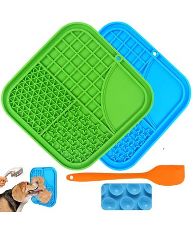Bikirin Licky Mats for Dogs 2 Pack Dog Lick Mats with Suction Cup for Boredom and Anxiety Relief Slow Feeding Lick Mats for Dogs with 1 Spatula Perfect for Bathing Grooming and Training (BPA-free)