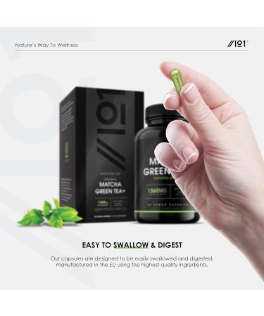 Organic Matcha Green Tea Extract 1360mg with Turmeric, Acerola & Black Pepper - 60 Vegan Capsules - Buy Online on GoSupps.com