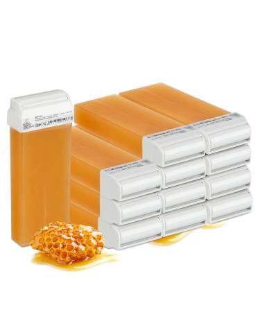 Kosmetex warm wax cartridges honey wax roll-on wax roller with wide rolling head wax cartridges 12x 100 ml honey 100 ml (pack of 12)