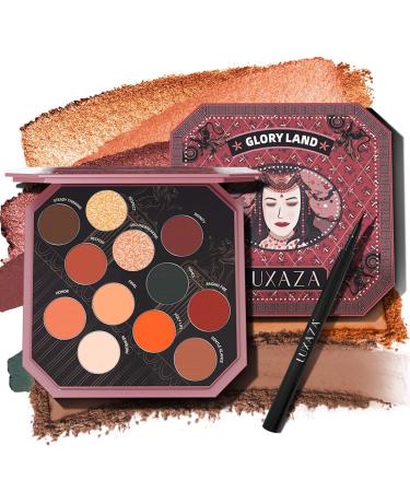 LUXAZA Neutral Matte Eyeshadow Palette Nudes - Eyeliner - Mirror, Warm Fall Color Buildable & Blendable Frosted Makeup Palette, Coordinated Pigmented Eye Shadow Starter Kit for Brown Eyes - Neutral Matte Neutral