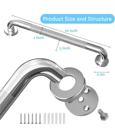 Grab Bars for Bathroom - 2Pack 16'' Grab Bars for Bathtubs and Showers Anti Slip Shower Grab Bar Knurled Shower Handle Assist Balance Support for Handicap Elderly Seniors Pregnant(16'') 16" - Buy Online on GoSupps.com