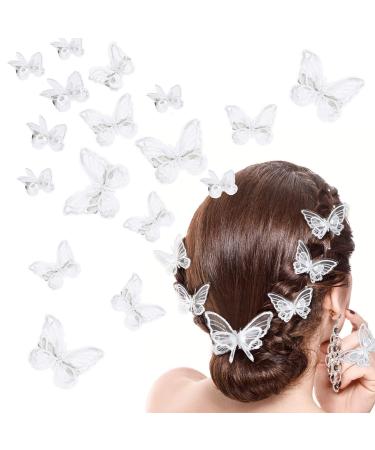 10pcs Butterfly Hair Clips White Embroidery Lace Hair Bobby Pins Barrettes Hair Accessory Alligator Clips for Women Girls Teens