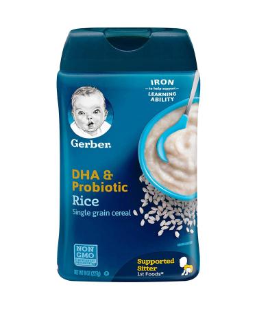 Gerber DHA and Probiotic Single-Grain Rice Baby Cereal, 8 Ounce (Pack - 1) DHA & Probiotic Rice 8 Ounce (Pack of 1)