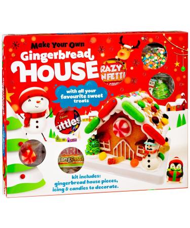 BargainsMania - Decorate Your Own Gingerbread House Kit 441g - Easy to Make - No Baking - Includes Pre-Shaped Gingerbread Icing & Candy to Decorations - Christmas Fun for All The Family