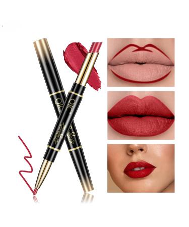 QIC Dual-Ended Lipstick & Liner Pen - Rose Red | Long-Wearing Everyday Glam | 14 Shade Collection - Buy Online on GoSupps.com