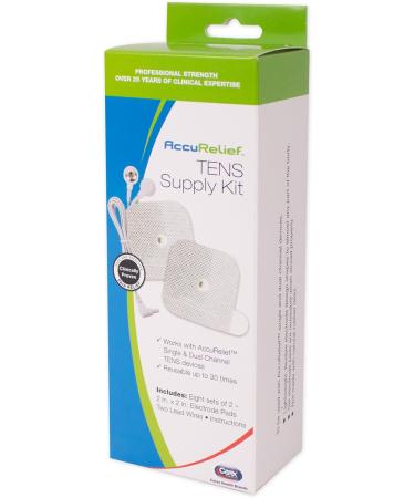 AccuRelief TENS Unit Supply Kit - Pads, Lead Wires & Electrodes (Pack of 8) - Universal Compatibility with Single & Dual Channel Devices - Buy Online on GoSupps.com