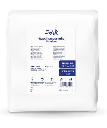 Sofex Once Wash Gloves - 100 Soft Fleece Disposable Washcloths for Body Care Cosmetics & Babies | 15x22 cm Highly Absorbent - Buy Online on GoSupps.com