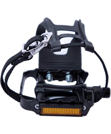 YBEKI Bike Pedals with Clips and Straps | Exercise, Spin, Outdoor Bicycles | 9/16-Inch Spindle Resin/Alloy Pedals | Half Year Warranty - Black - Buy Online on GoSupps.com