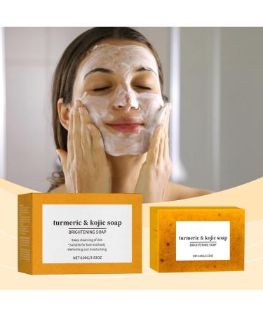 YOENBG Natural Turmeric Kojic Acid & Lemon Soap Bar - Deep Cleansing Brightening & Moisturizing Face & Body Soap Ideal for Dark Spots (1) - Buy Online on GoSupps.com