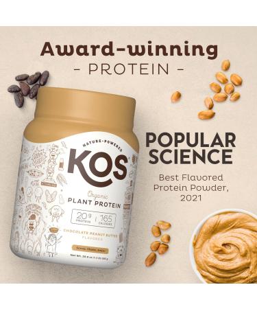 KOS Organic Chocolate Peanut Butter Plant Protein Powder 1.28 lb - Vegan, Non-GMO - Buy Online on GoSupps.com
